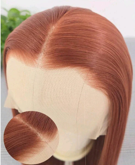 32" Deep Orange Straight Human Blend Wig