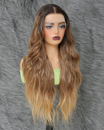 28" Ombre Pre-Plucked Body Wave T-Part Wig