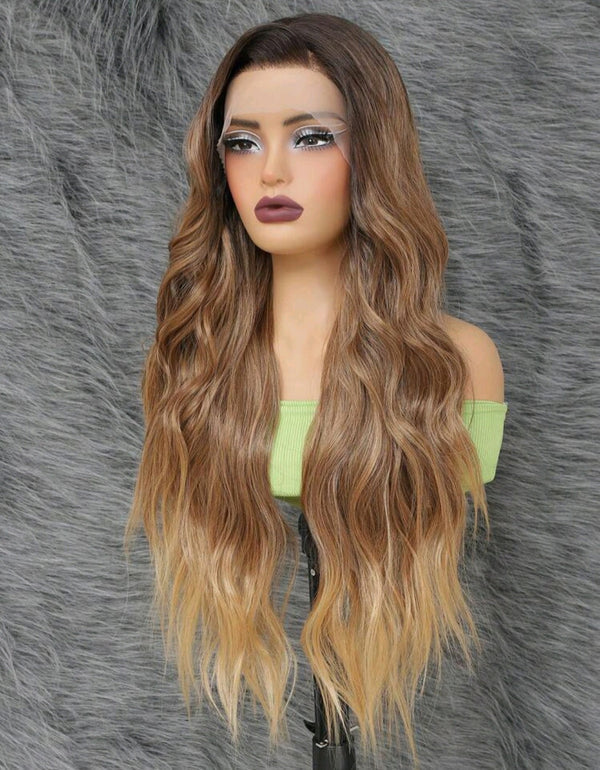 28" Ombre Pre-Plucked Body Wave T-Part Wig