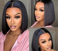 10"Brazilian Glueless Lace Frontal Short Straight Bob Wig (Black)